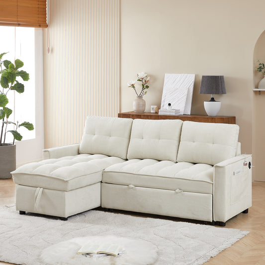RestCore™ Motion Lounger – 78' Flex Sofa with Storage & Tech Features(Beige)