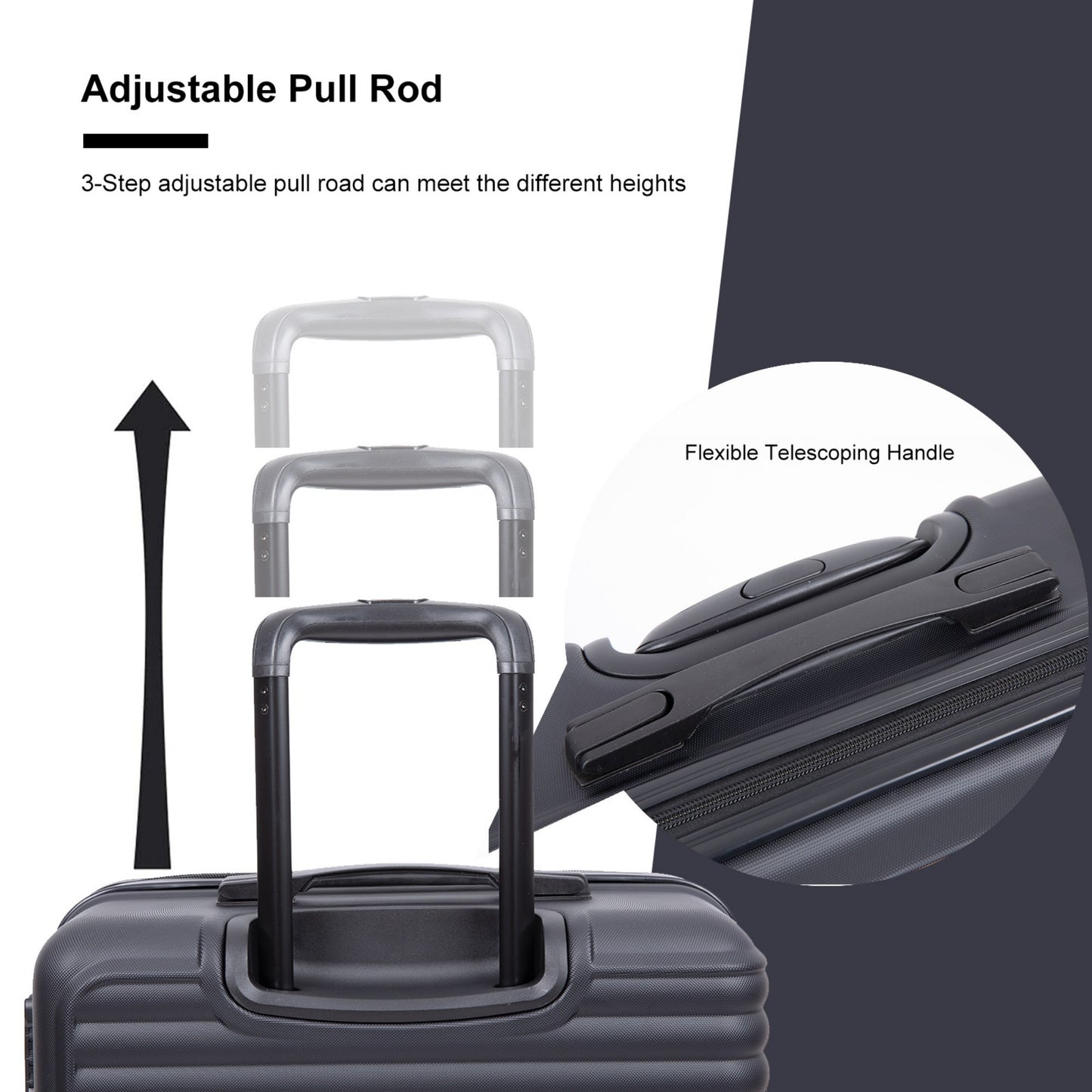 Jetera 3 - Piece ABS Luggage Set – Black Lightweight Suitcases with Spinner Wheels & TSA Lock (20"/24"/28") - JUSTLIVE NESTJUSTLIVE NEST