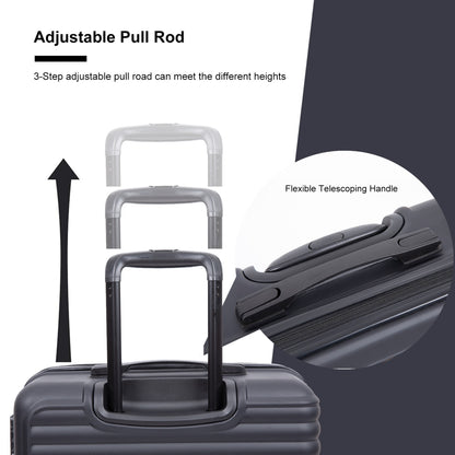 Jetera 3 - Piece ABS Luggage Set – Black Lightweight Suitcases with Spinner Wheels & TSA Lock (20"/24"/28") - JUSTLIVE NESTJUSTLIVE NEST