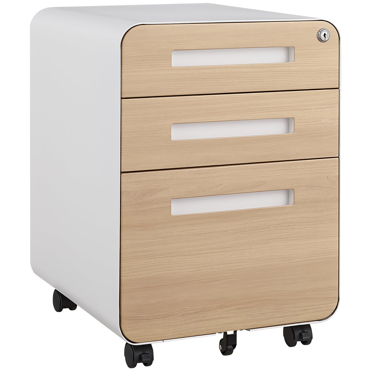 Flexa File Cabinet – 3-Drawer Mobile Filing Unit with 5-Wheel Base, Waterproof Steel (Black)