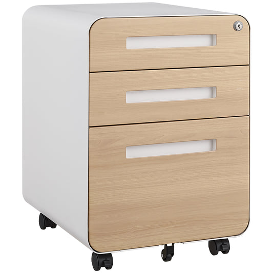 Flexa File Cabinet – 3-Drawer Mobile Filing Unit with 5-Wheel Base, Waterproof Steel (Black)