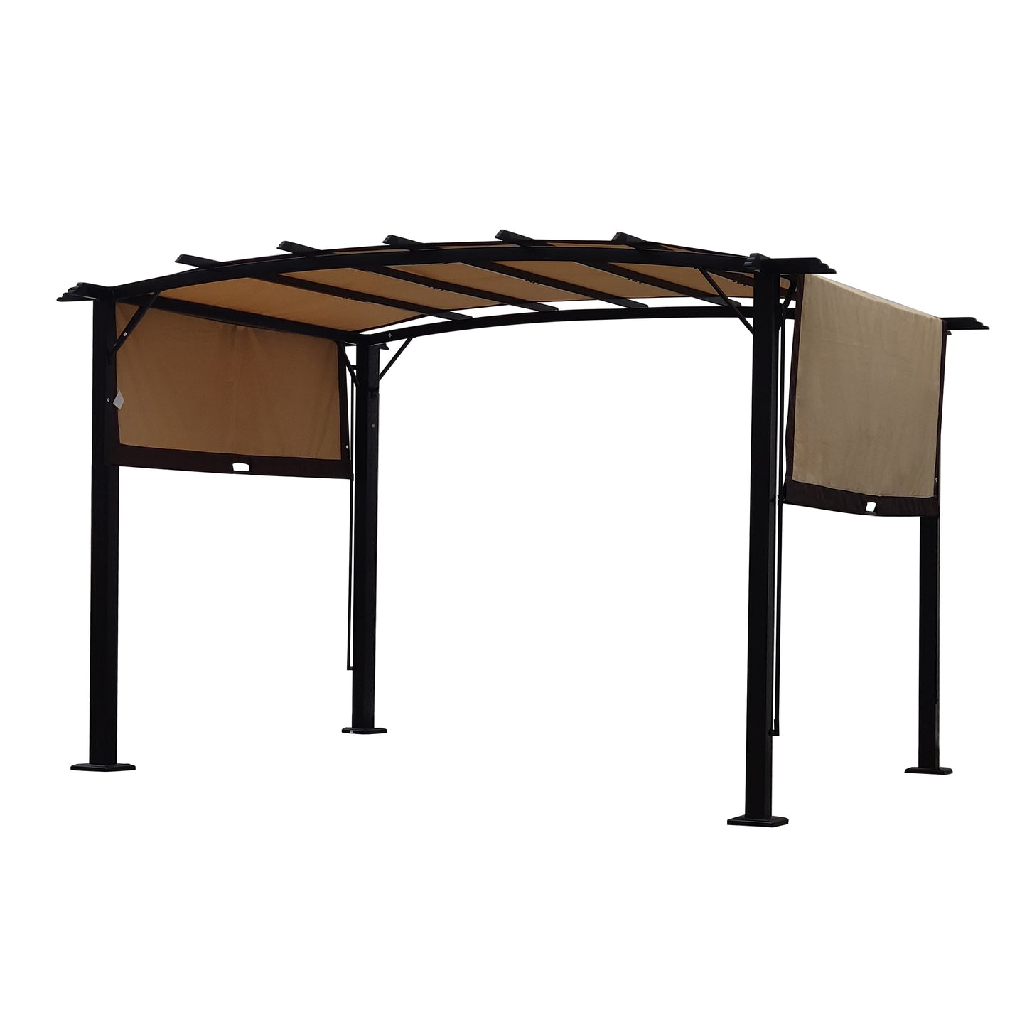 Valano 12x9' Retractable Pergola – Beige & Brown Sun Shelter with Steel Frame for Patio or Lawn