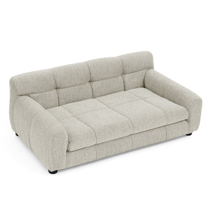 Kova Plush Pet Sofa – Beige Rectangular Dog Couch with Backrest & Side Arms for Small/Medium Breeds - JUSTLIVE NESTJUSTLIVE NEST