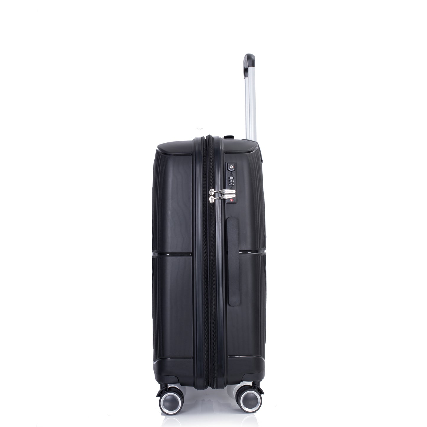 Jetera 3 - Piece PP Luggage Set – Black Polypropylene Hardshell with Double Spinner Wheels & TSA Lock (20/24/28") - JUSTLIVE NESTJUSTLIVE NEST