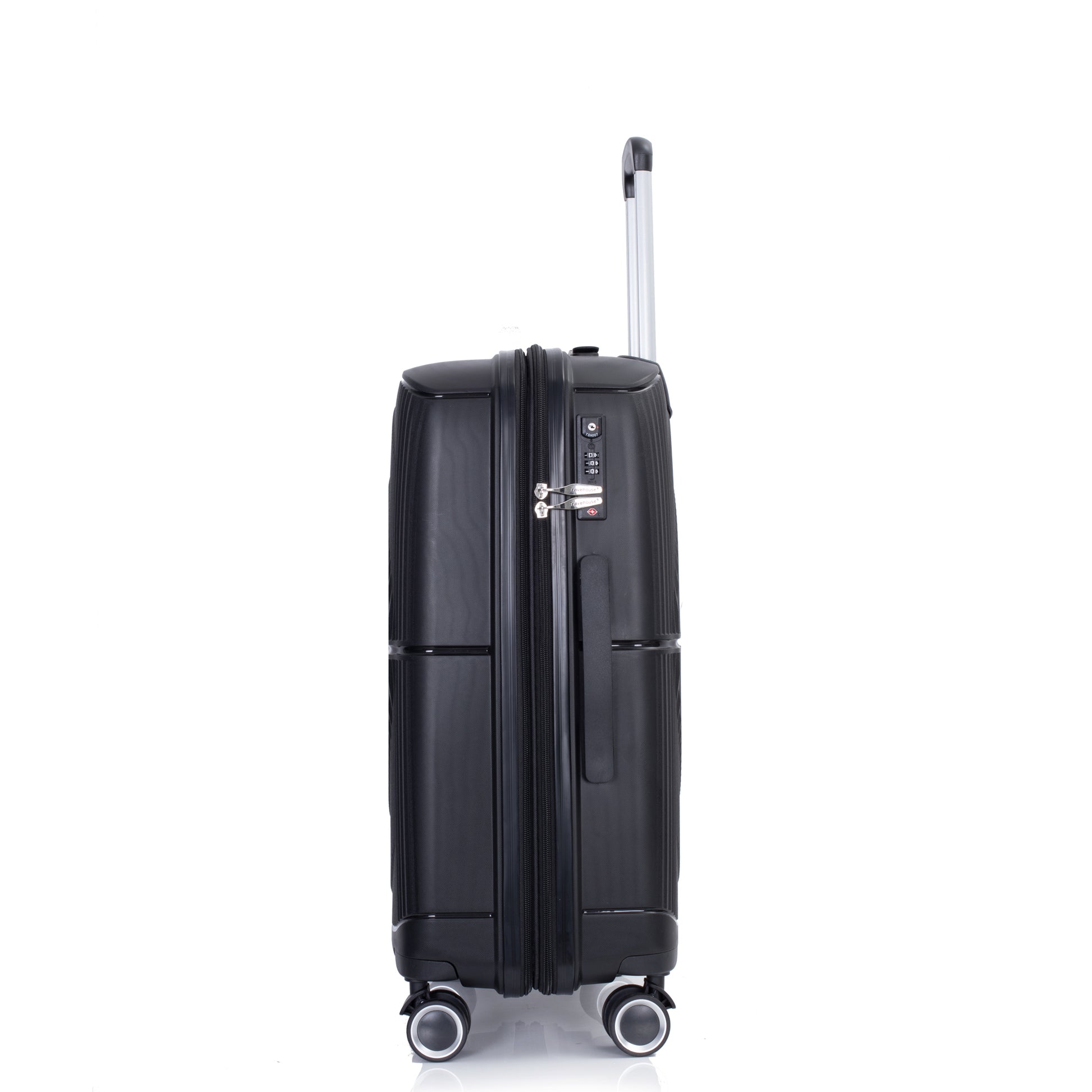Jetera 3 - Piece PP Luggage Set – Black Polypropylene Hardshell with Double Spinner Wheels & TSA Lock (20/24/28") - JUSTLIVE NESTJUSTLIVE NEST