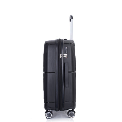 Jetera 3 - Piece PP Luggage Set – Black Polypropylene Hardshell with Double Spinner Wheels & TSA Lock (20/24/28") - JUSTLIVE NESTJUSTLIVE NEST