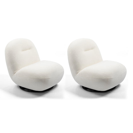 Auralyn Chair Set – Iceflower Velvet, Armless CloudForm, SwivelEase Base