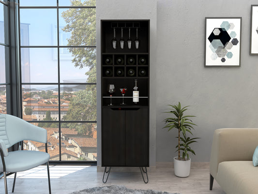 Sheffield Bar Cabinet – Compact H-Style Bar with 8 Bottle Cubbies and 2 Glass Shelves