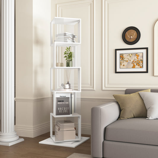 Revolta Bookshelf – 5-Tier Rotating Rack with Clear Panels