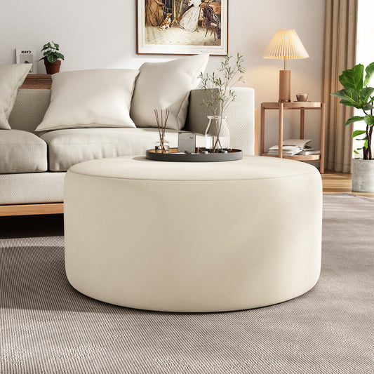 Tova Ottoman – Minimalist Seat Block in Soft Neutral Fabric