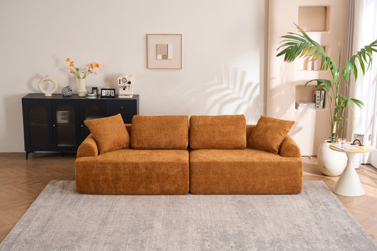 Elysian 4-Seater Sofa – Crochet Yarn Lounge with Plush Pillows and Full Compression