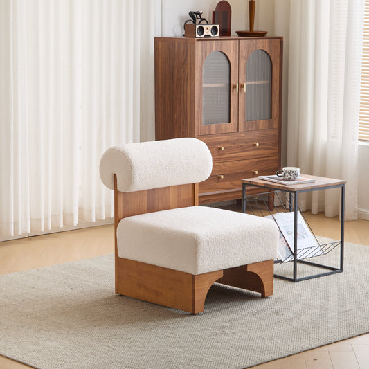 Trenyra Chair – Loopwave Bouclé, Rollcrest Backrest, Solidform Wood Frame