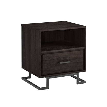 Wexlin Frame Stand – Metal & Wood 1-Drawer Nightstand with Open Base