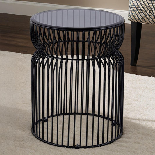 Glave End Table – 21" Roundform with Black Nested Base and Tinted Glass