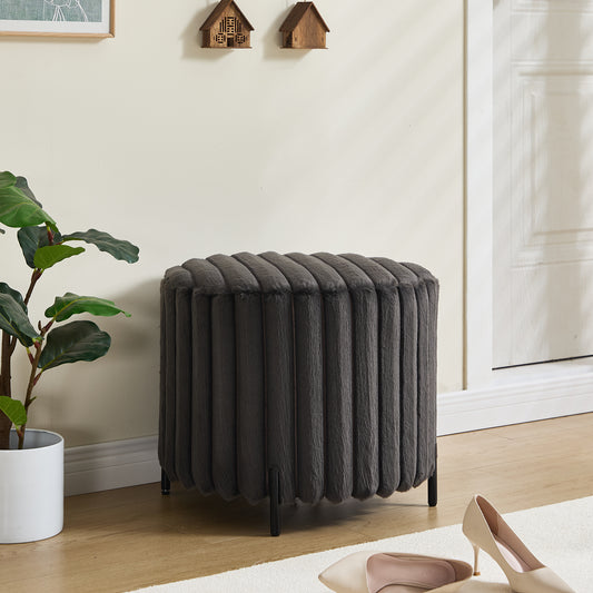 Fyra Ottoman – Shadowplush Charcoal, Noirline Legs