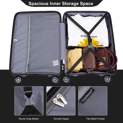 Jetera 3 - Piece Polypropylene Luggage Set – Black Hardshell with Double Spinner Wheels & TSA Lock - JUSTLIVE NESTJUSTLIVE NEST