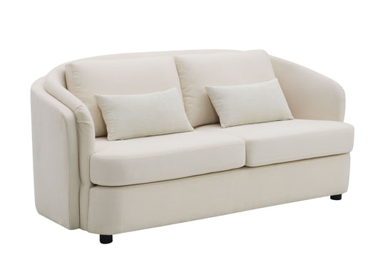 Mariko Linen Lounge – Chic Beige 2-Seater with Coordinating Accent Cushions