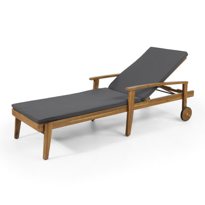 Jaison Recline+ Chaise – Grey Fabric & Acacia Frame, 5-Position Lounge