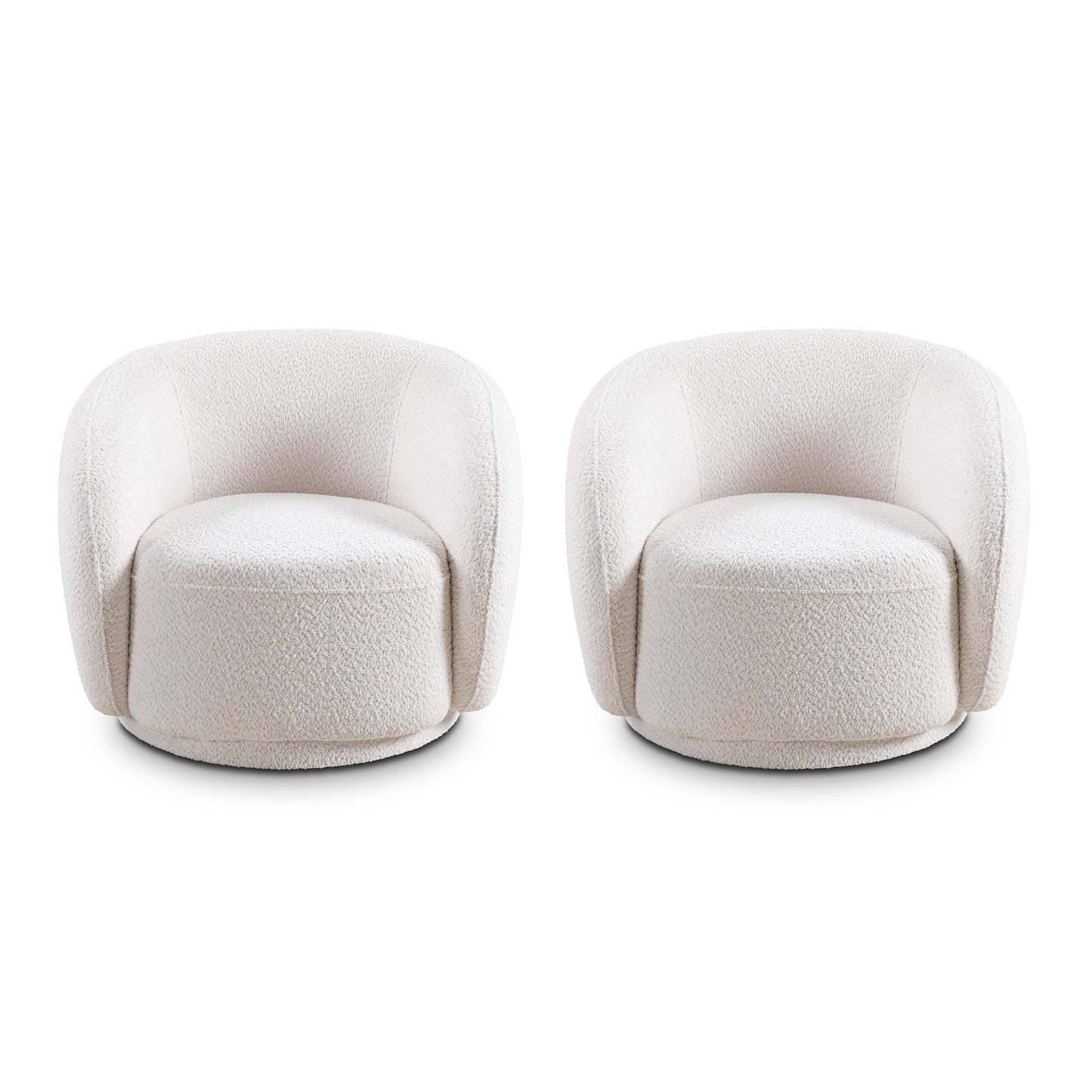 Cybella Chair Set – Bouclé Upholstery, Swivel Barrel Frame, CozySolo Design