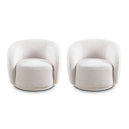 Cybella Chair Set – Bouclé Upholstery, Swivel Barrel Frame, CozySolo Design
