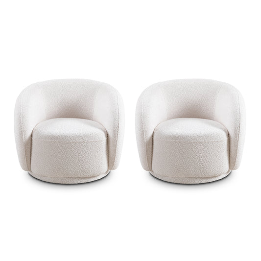 Cybella Chair Set – Bouclé Upholstery, Swivel Barrel Frame, CozySolo Design