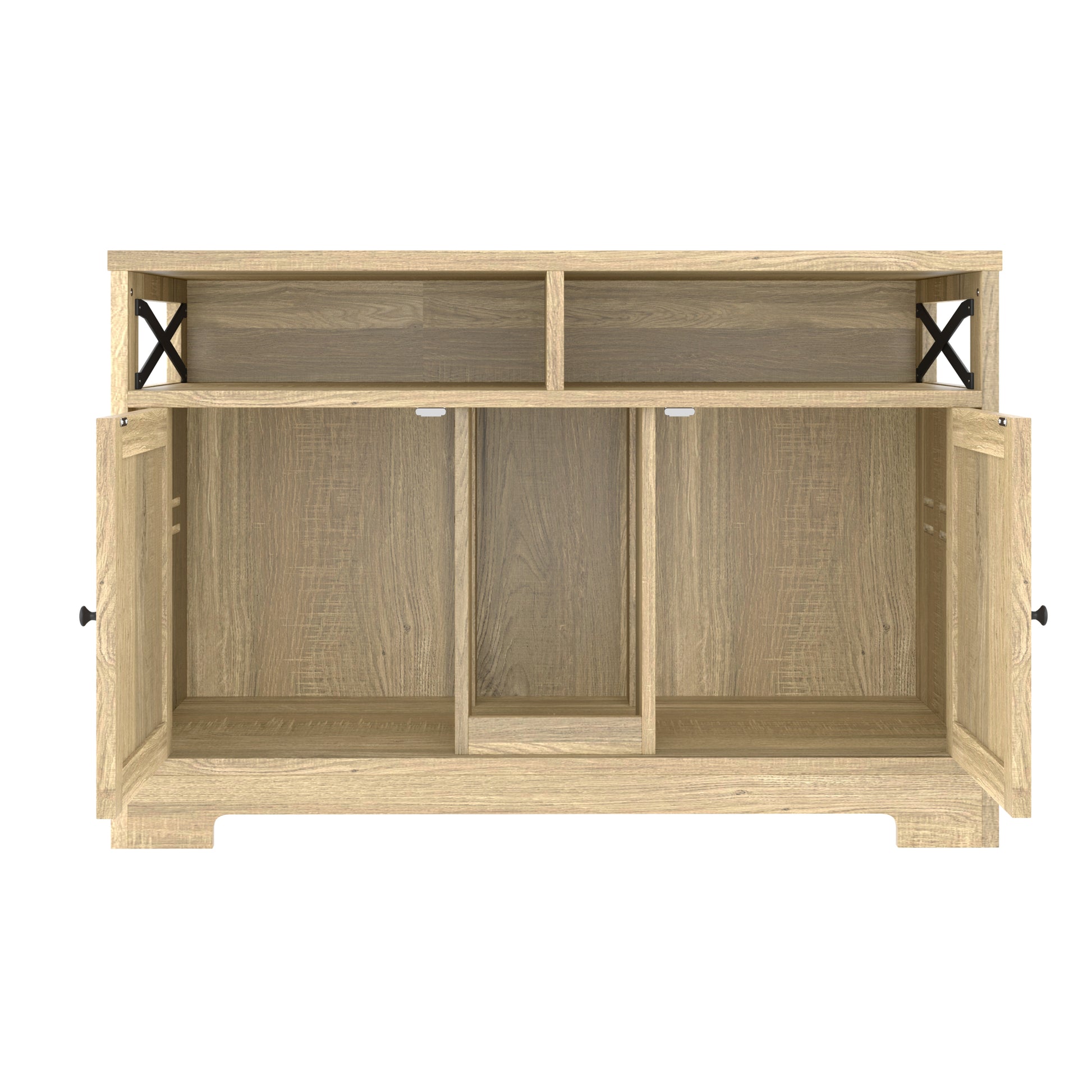 Nuvio Double Litter Enclosure – Brown Hidden Cat Box for 2 Cats with Side Table & Farmhouse Styling - JUSTLIVE NESTJUSTLIVE NEST