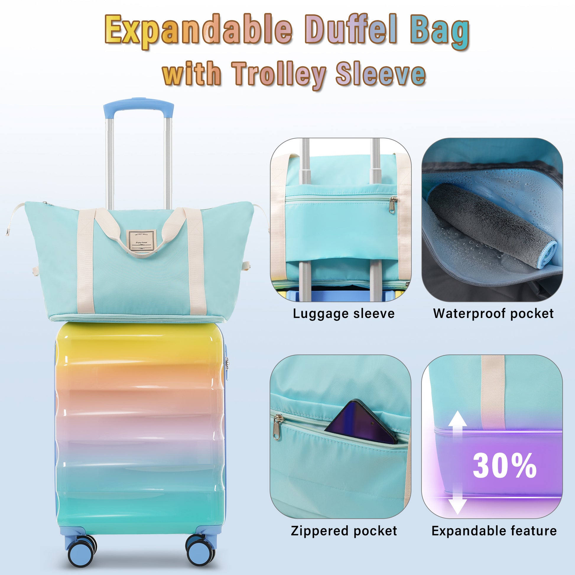 Jetera 2 - Piece Carry - On Set – 20" Glossy Hardshell Suitcase with Cup Holder, Spinner Wheels & TSA Lock - JUSTLIVE NESTJUSTLIVE NEST