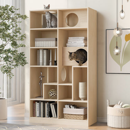 Nuvio Cat Tree Bookcase – Furniture - Style Cat Tower with Shelves & Climbing Platforms - JUSTLIVE NESTJUSTLIVE NEST