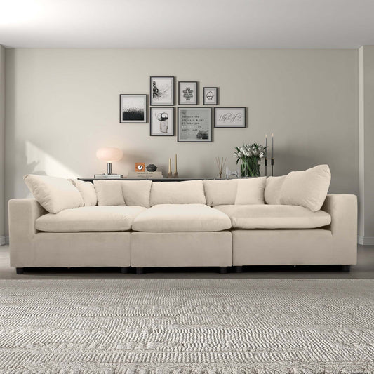 Lounge Ensemble – Soft Ivory Plush Seating Set with Flexible Design