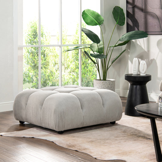Bubellin Ottoman – PebbleGray Corduroy, SoftRound Shape