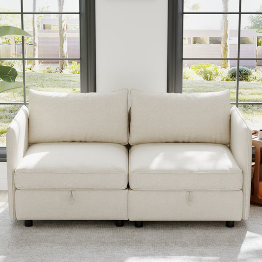 ModNest™ 2-Seater Mid-Century Loveseat – Space-Saving Sofa with Built-In Storage for Compact Living