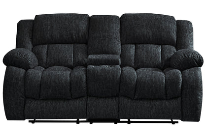 Stonic™ Ebony Console Loveseat Recliner – Dual Seat Power Comfort with Storage Console