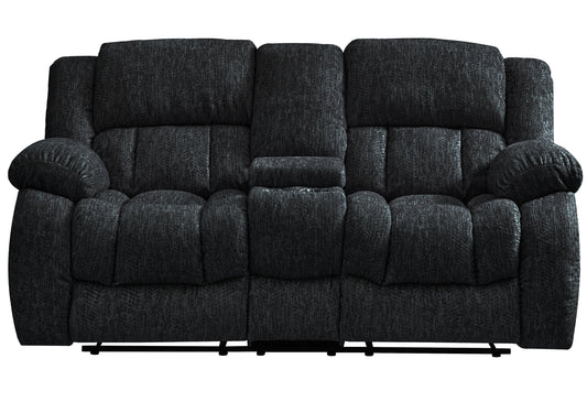 Stonic™ Ebony Console Loveseat Recliner – Dual Seat Power Comfort with Storage Console