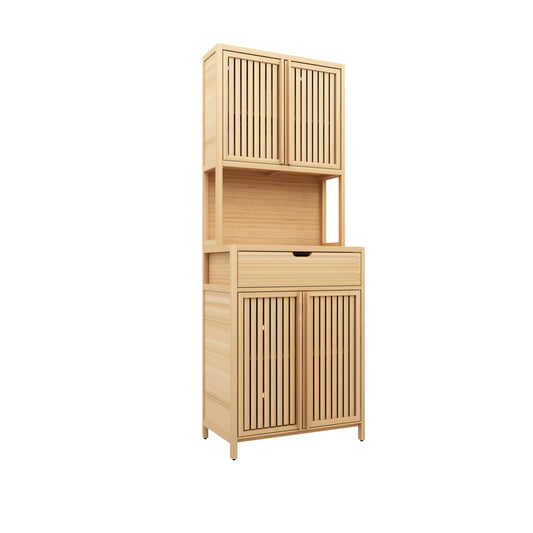 Cottara Bamboo Chest – Rustic Cottage Double Door Storage Cabinet