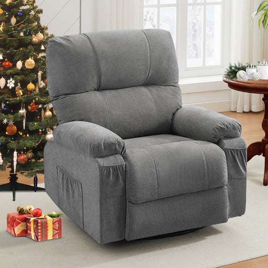 Kuno Glide Chair – 360° Rotating Recliner with Cushioned Arms and Plush Backrest (Grey)