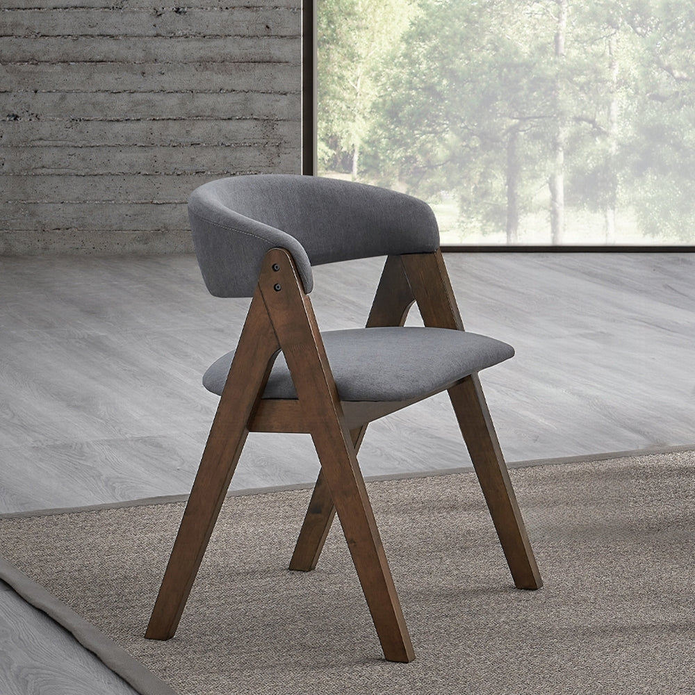 Wendin Side Chairs – Set of 2 Walnut Finish Seats with Upholstered Back and Base