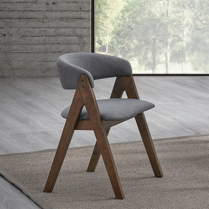 Wendin Side Chairs – Set of 2 Walnut Finish Seats with Upholstered Back and Base