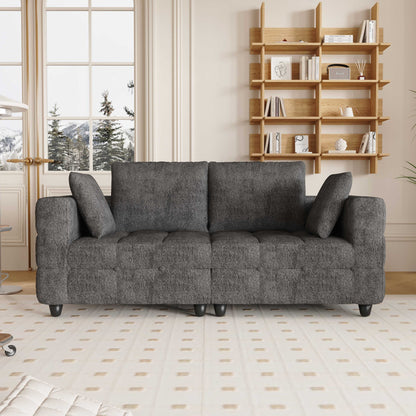 JUSTLIVE ‘Comfina Luxe” Loveseat – Grey Teddy | 77” Comfy Sofa + Fast Assembly + Apartment-Friendly