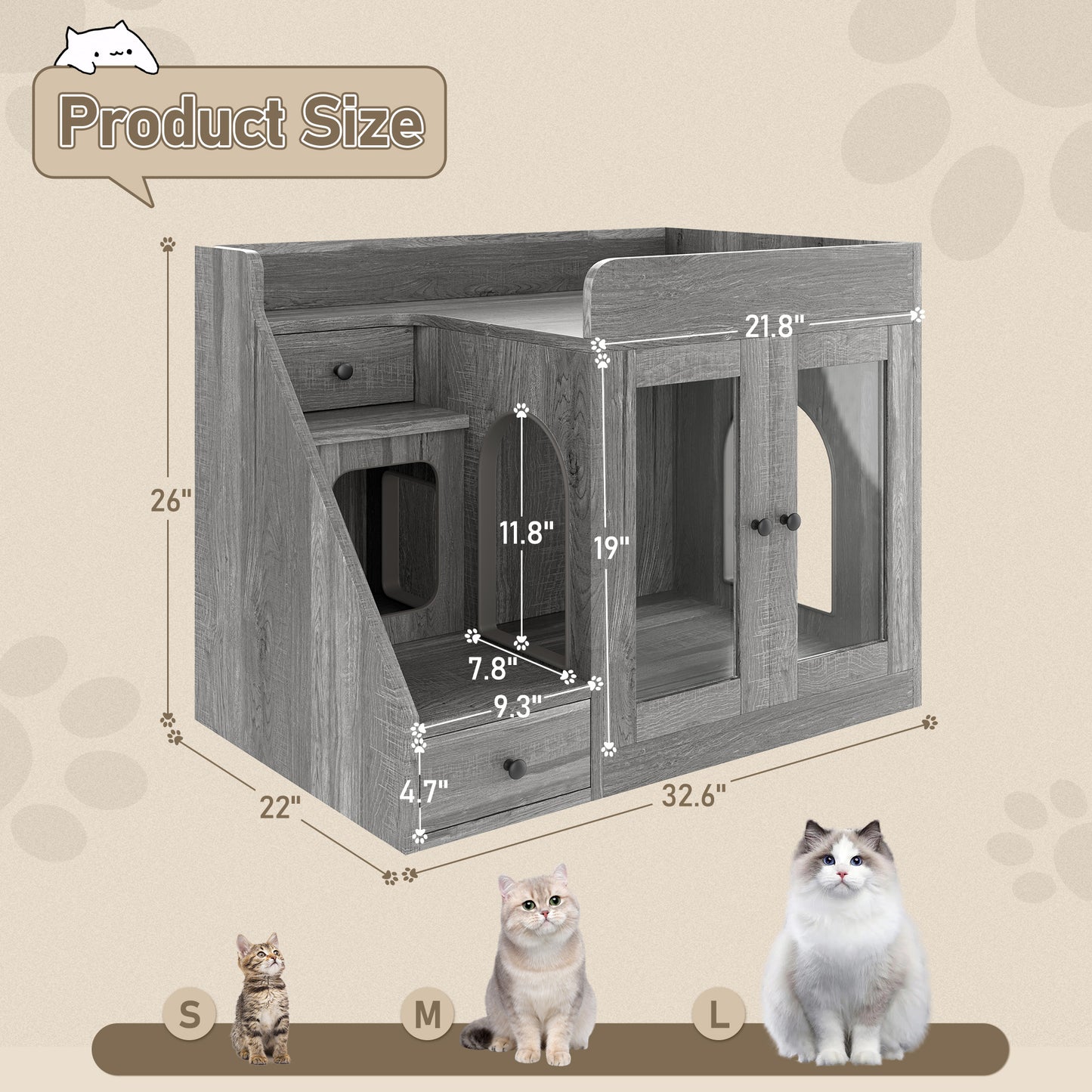 Nuvio LED Cat Litter Cabinet – Hidden Enclosure with Dual Drawers & Side Table Design - JUSTLIVE NESTJUSTLIVE NEST