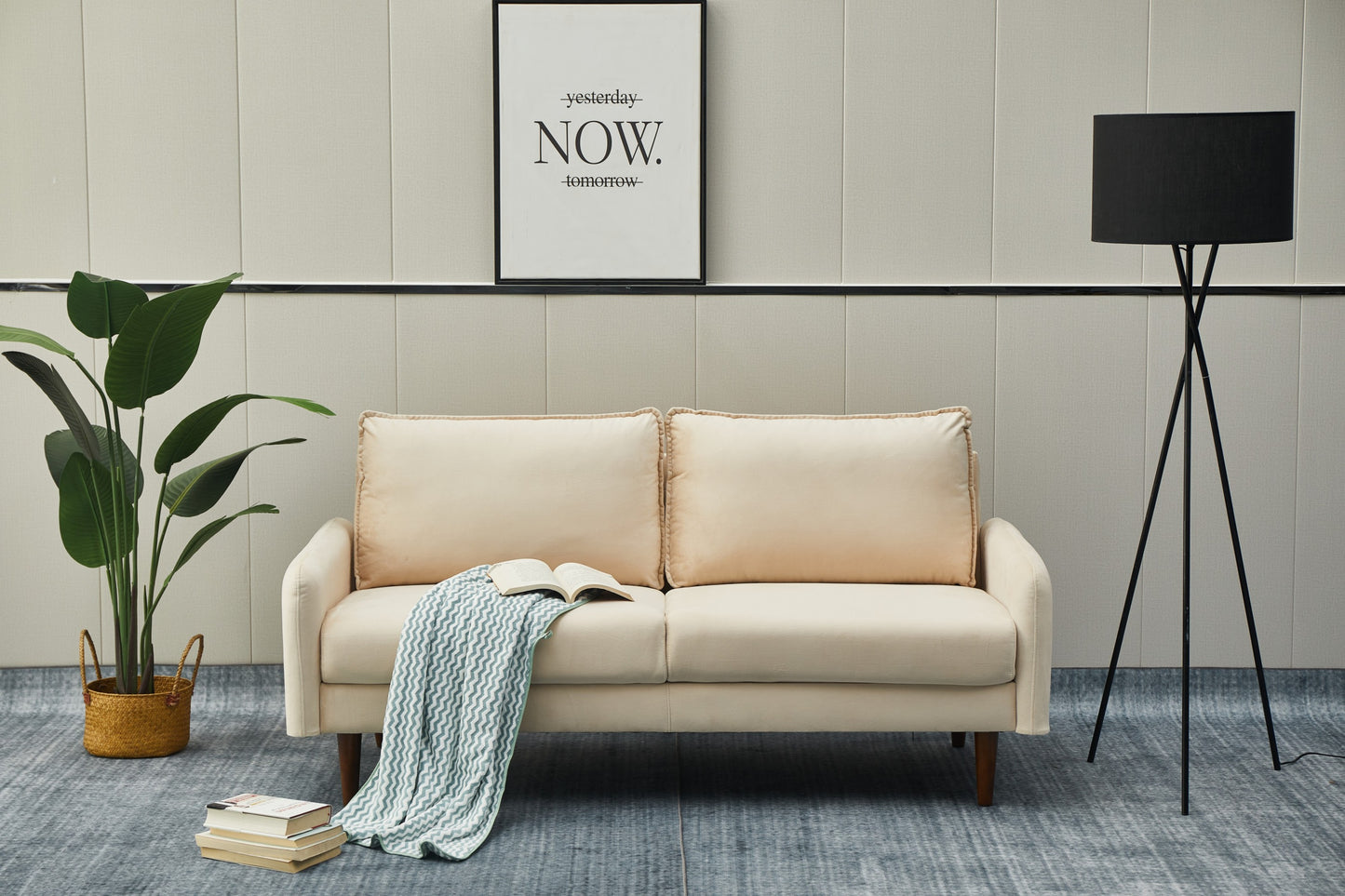 NestEdge ‘BeigeNest” Sofa – Plush Upholstered Comfort | Modern Cozy Design
