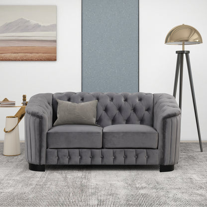 Duo Plush Loveseat – 64.3' Gray Velvet 2-Seat Sofa with Removable Cushion for Modern Compact Spaces