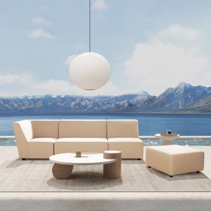 Cleo Modular Patio Chair – Deep Seating Corner Unit in Almond Beige Olefin (34")