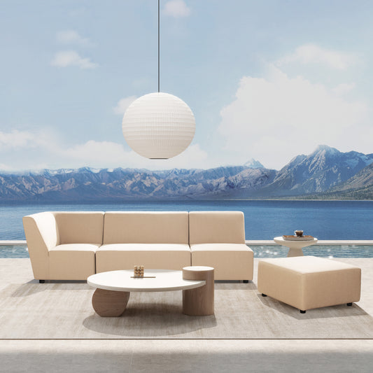 Cleo Modular Patio Chair – Deep Seating Corner Unit in Almond Beige Olefin (34")