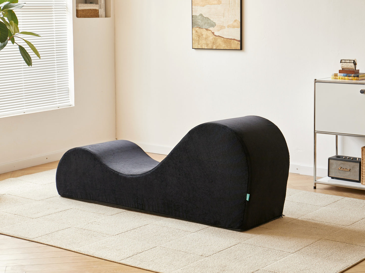 Solace Lounge Chair – Ergonomic Foam Chaise with Washable Cover (Black)