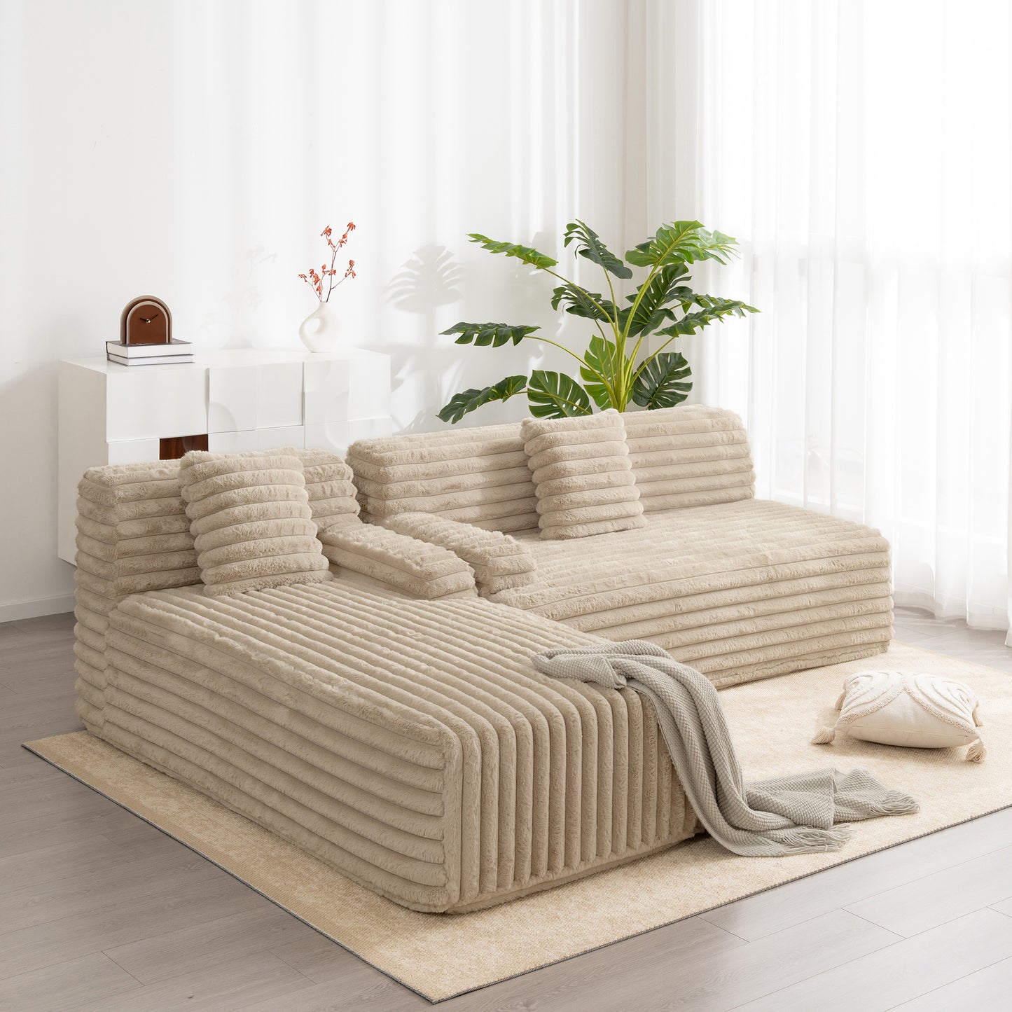 110' Plush Comfort Lounge – Flexible Seating Ensemble (Light Coffee)