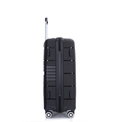 Jetera 3 - Piece Polypropylene Luggage Set – Black Hardshell with Double Spinner Wheels & TSA Lock - JUSTLIVE NESTJUSTLIVE NEST