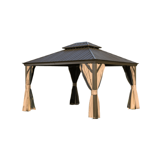 Solair 15' Double - Sided Market Umbrella – Rectangular Steel Shade with Crank & Base (Dark Gray) - JUSTLIVE NESTJUSTLIVE NEST