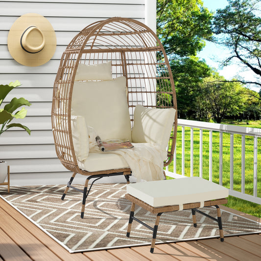 TREXM 5-Position Rattan Daybed – Black Frame Outdoor Loveseat with Removable Cushions for Backyard Relaxation
