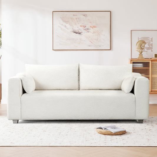 Loova™ 82' Modern Loop Yarn Sofa – Minimalist 2–3 Seater with Domed Arms & Cushions for Any Room