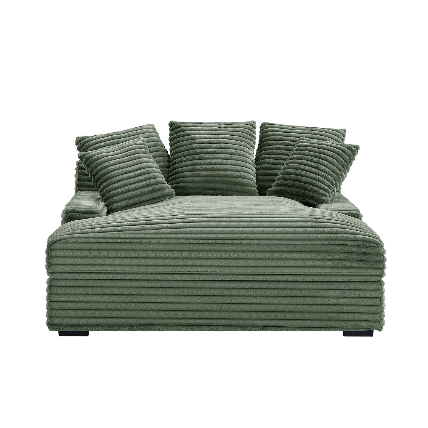 JUSTLIVE ‘Comfina Luxe” Sleeper – Green Corduroy | Modern Double Cloud Sofa + Soft Upholstery + Square Arms